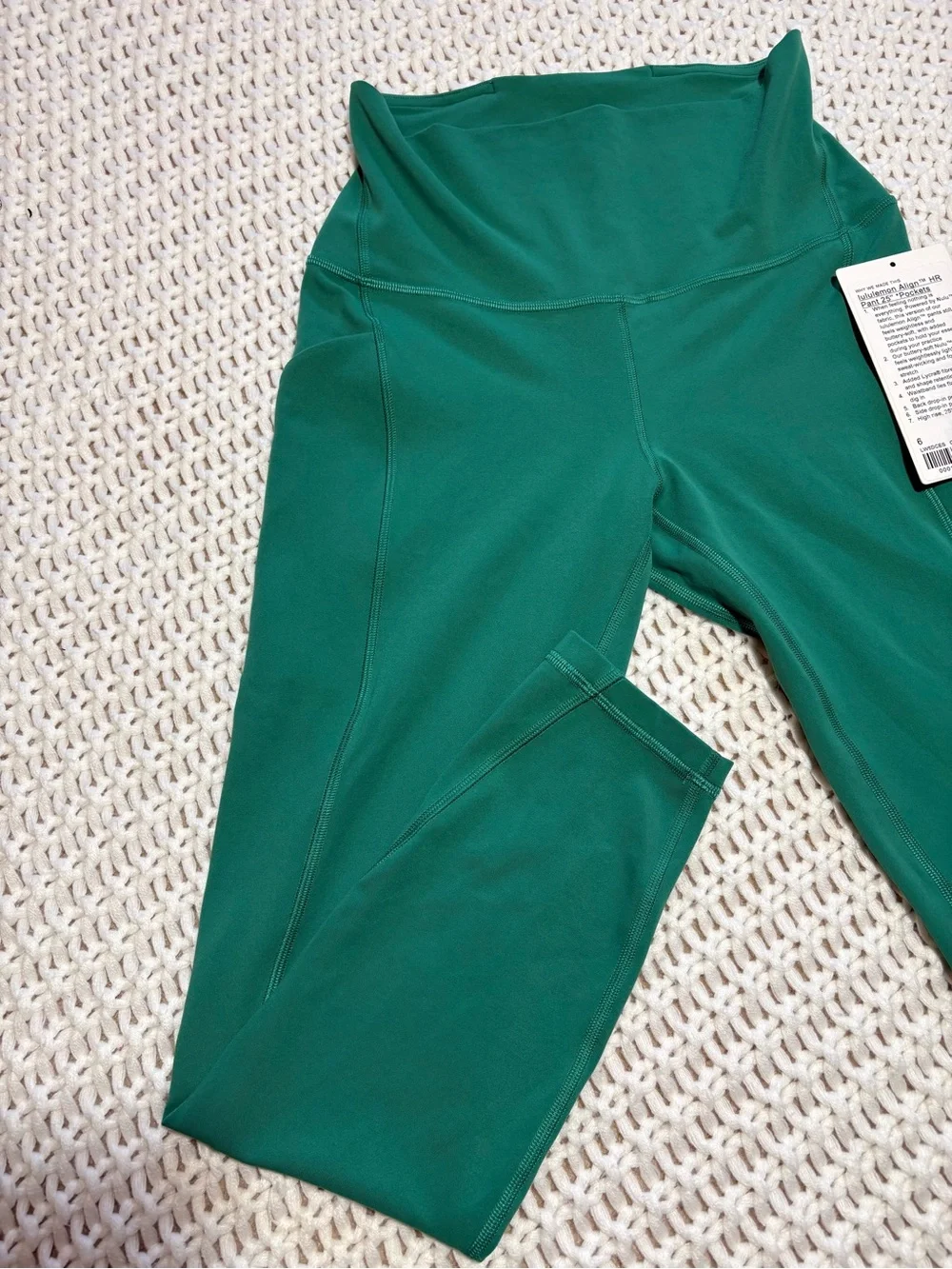 lululemon cascadia green align hr pant 25” pockets size 6